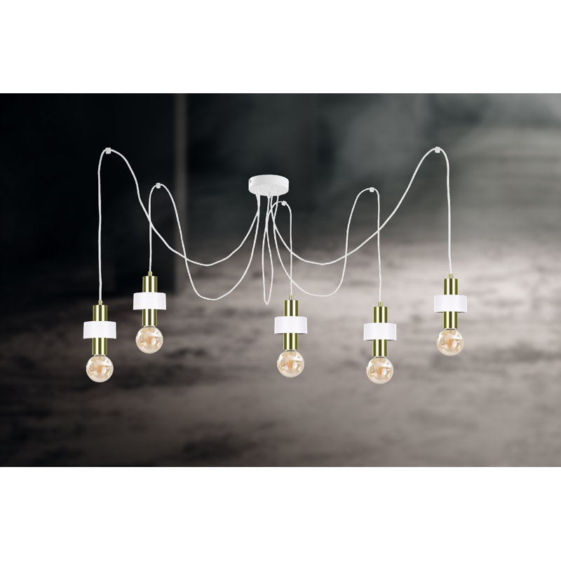 Bernda 5 - Light Cluster Pendant, White/Gold