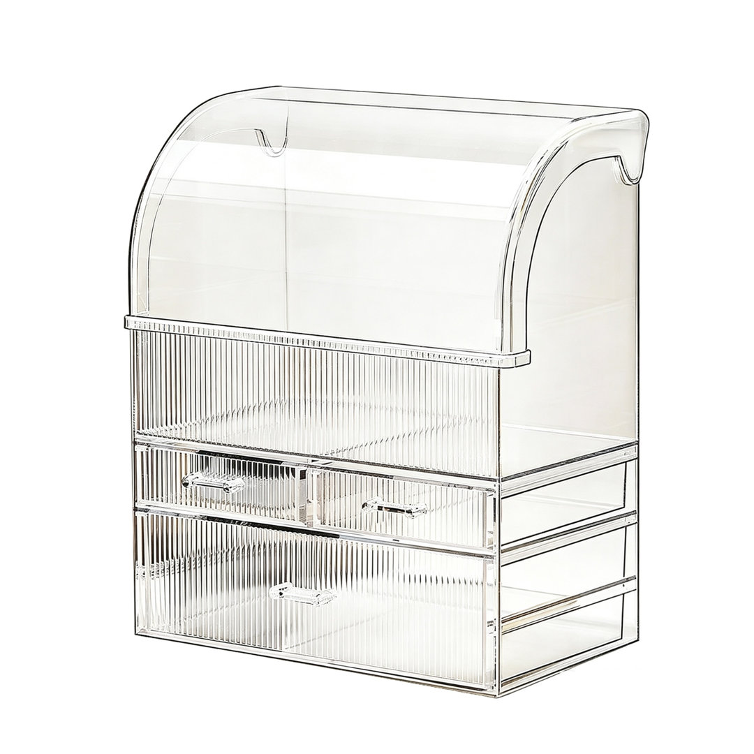 Makeup Organiser Storage, XL Large Acrylic Cosmetics Organiser (Stripe)