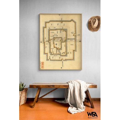 Plan de château japonais, affiche japonaise antique, art traditionnel asiatique, impression de vieux plan de château, décoration murale traditionnelle du Japon, affiche du Japon