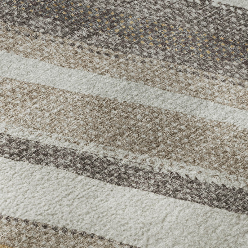 Premium Machine Washable Mayfield AMF2282 Striped Rug, Gold, 2'6" x 3'10"