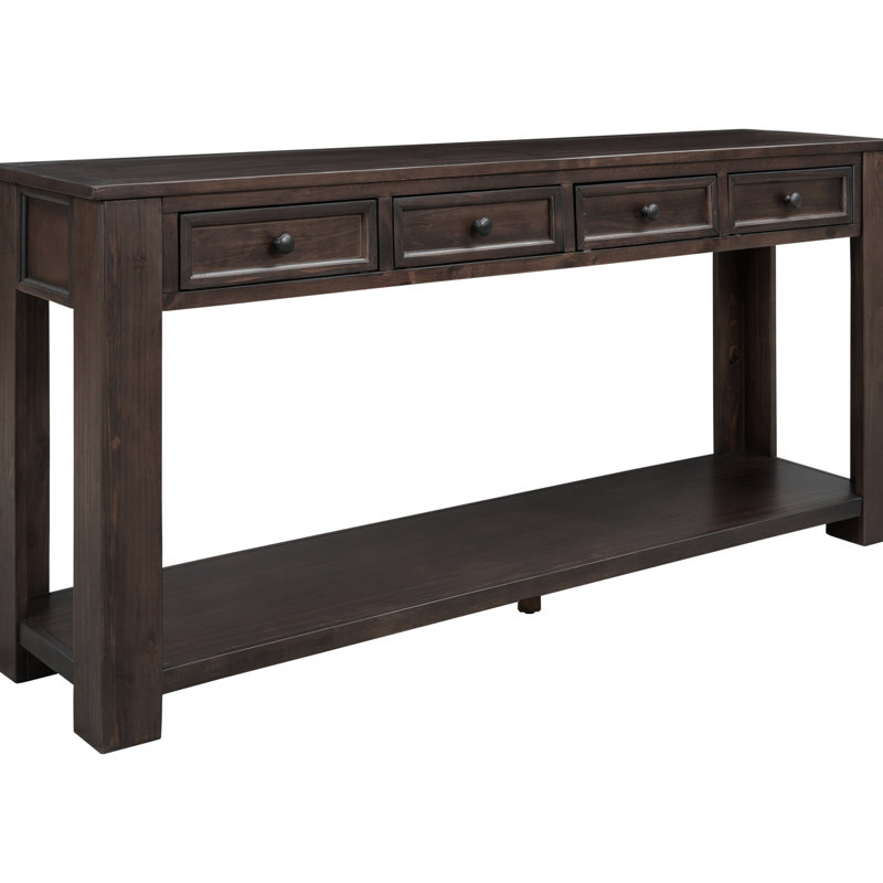 Console en bois massif: polyvalente pour le bureau à domicile: conception pratique, Espresso