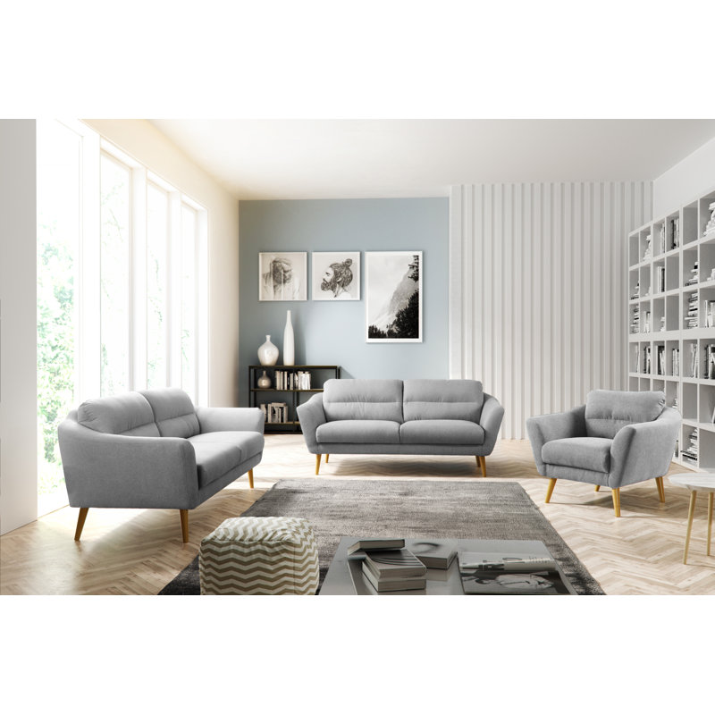 Rosales Odense 2 Seater Upholstered Loveseat, Light Grey, 3