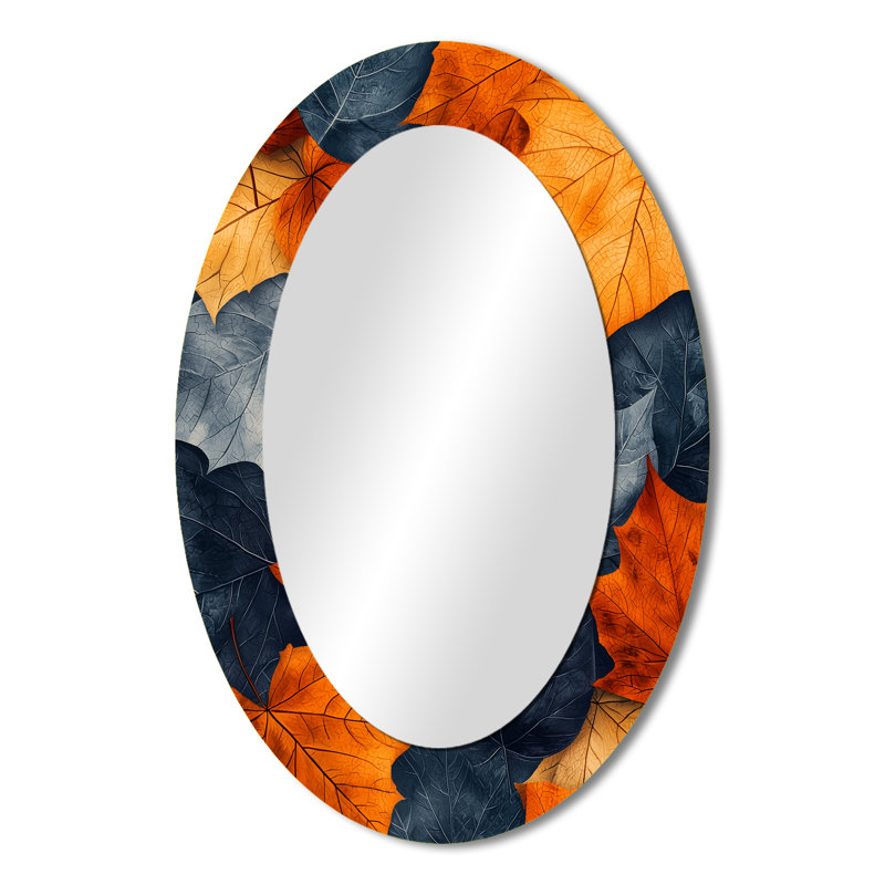 Décoration de miroir orange orange feuilles d'automne III - Orange, 36 po x 24 po