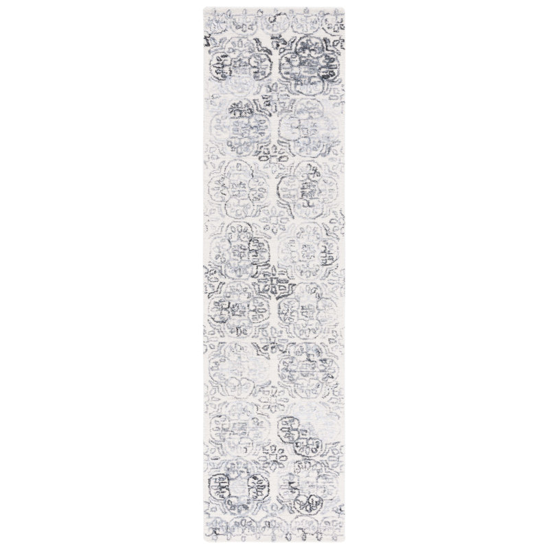 Metro Hand Tufted Polpropylene/Wool Geometric Rug in Gray/Ivory, Runner 2'3" x 9'
