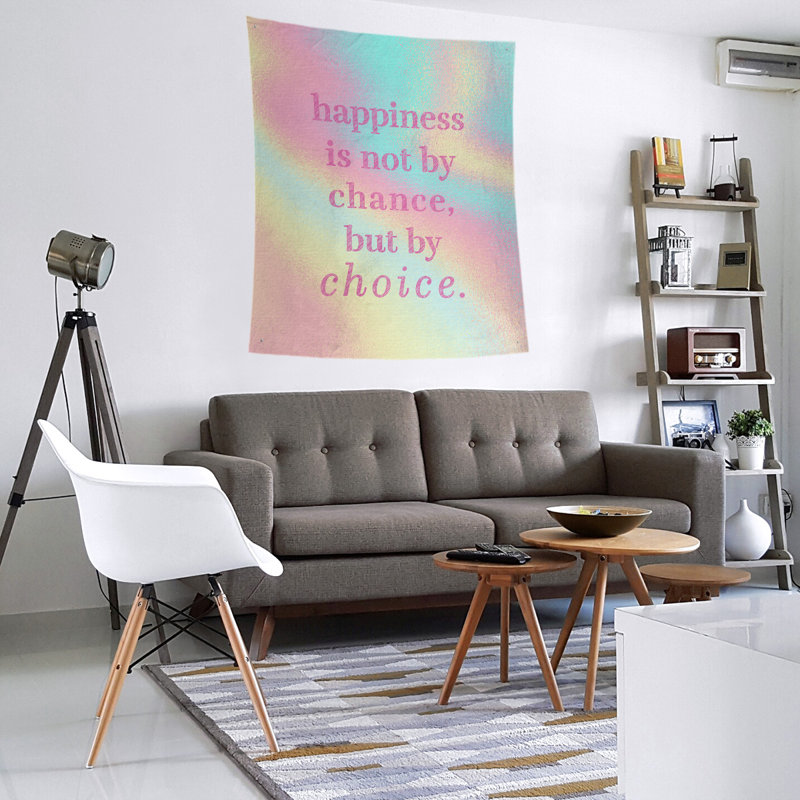 Tapisserie citation manuscrite en polyester, H 27,5 po x l 37,5 po, Arc-en-ciel pastel