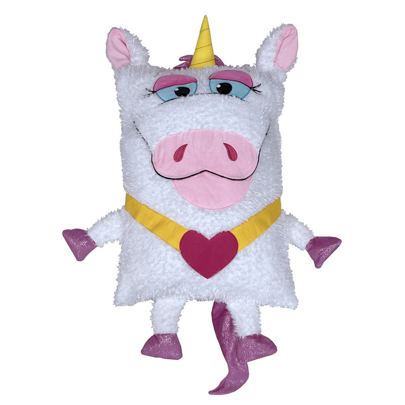 Shamzees: licorne - blanc et mauve - housse de coussin moelleuse, coussin pour enfant mangeant un ami, caractère magique et ajustable, convient à une taille standard, lavable à la machine