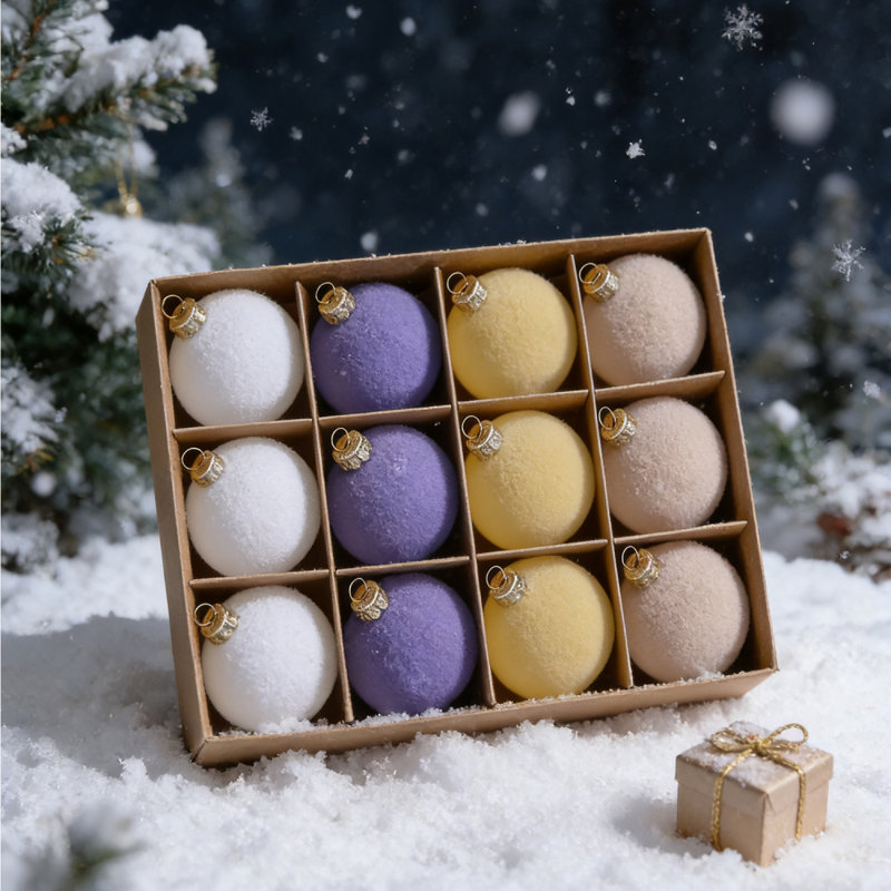 12 pièces de boules de Noël rustiques de 2,36 pouces avec des boules de Noël rustiques et des décorations d'arbre de Noël pour Noël