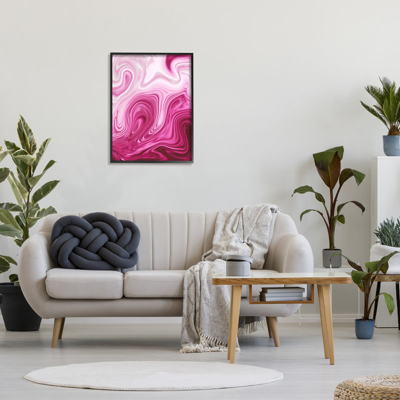 Tourbillon de marbre rose abstrait, art de la giclée par Martina Pavlova, H 30 po x l 24 po x P 1,5 po
