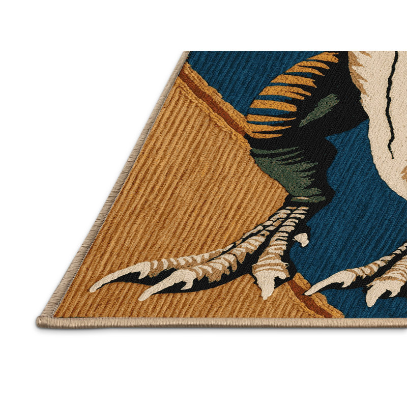 Tapis brun dinosaures lavable à la machine, Carré 4 pi