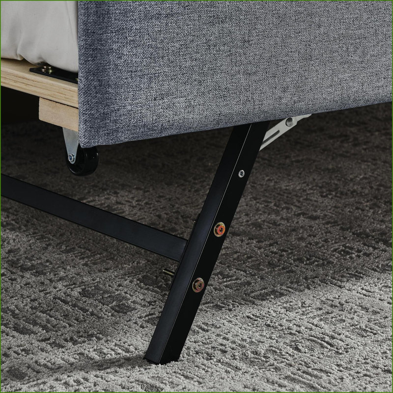 Daybeds Twin Mid-Century with Erectable Trundle USB Charging | Guest Room | Linen | Slate Gray, Gray