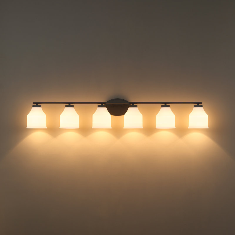 Éclairage de salle de bain 6 lumières à intensité variable moderne, Noir