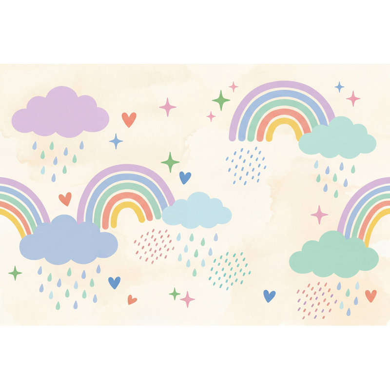 Papier peint arc-en-ciel amovible et fantaisiste, Texturé non collé, 160 po x 108 po