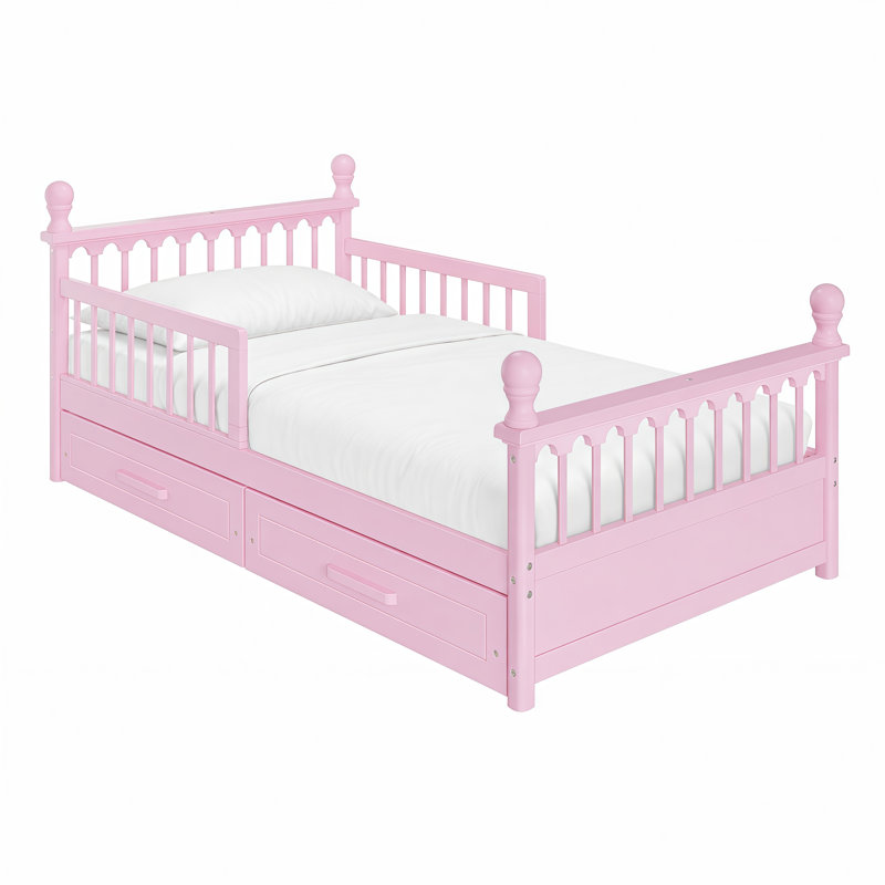 Lit plateforme pour enfant Sawyer, Lit simple, Rose