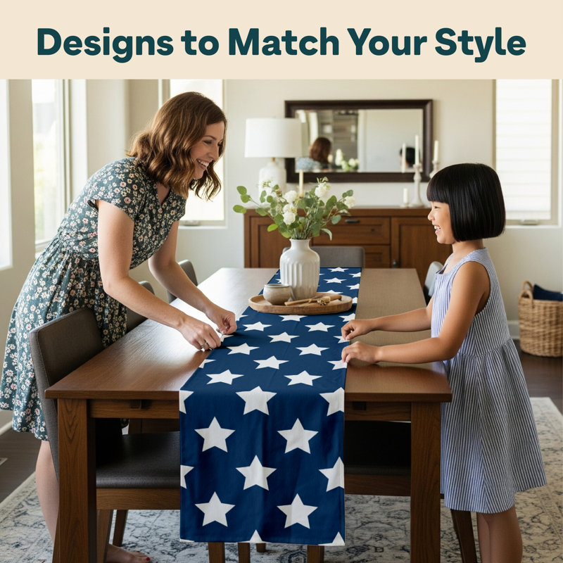 Epling Freedom Stars Milliken Signature Table Runner, 108" L x 14" W, Navy