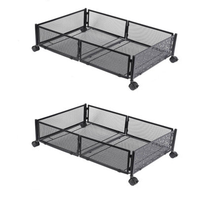 Ensemble de 2 tiroirs de rangement sous le lit pliables en fer avec roulettes, 26,6L, bacs de rangement pour la chambre à coucher, chaussures, couvertures, et bacs de rangement convenant aux lits d'une hauteur de plus de 6,7 po