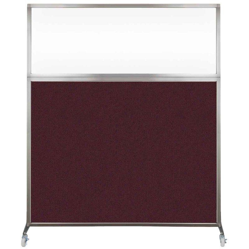 Cloison de bureau Hush - fenêtre transparente, 72", Canneberge