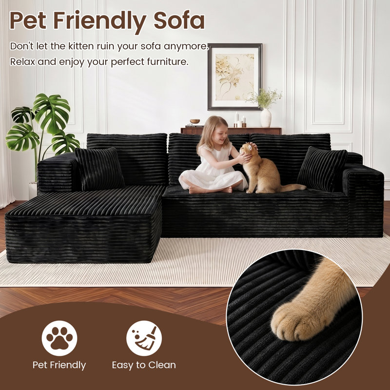 Canapé modulaire à compression en L 108 po avec méridienne profonde Tisch