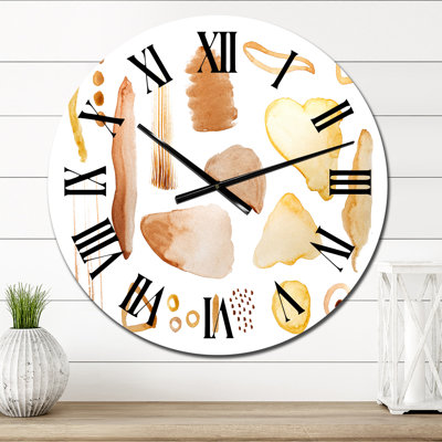 Abstract Brush Strokes in Earthy Colours - Modern Wall Clock