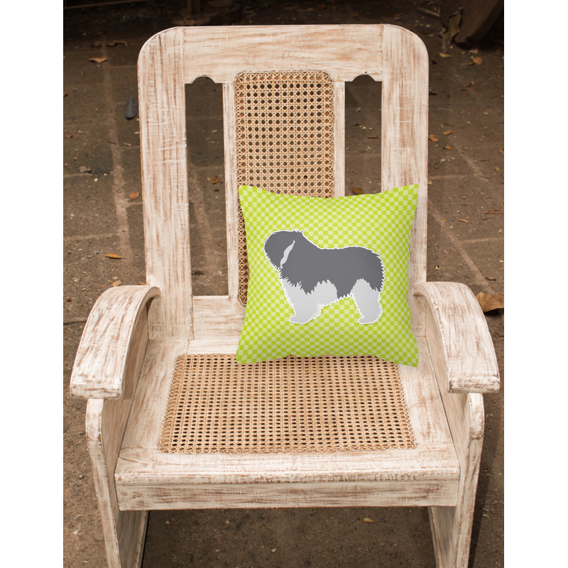 Coussin intérieur/extérieur Polish Lowland Sheepdog, H 14 po x l 14 po x P 3 po, Vert