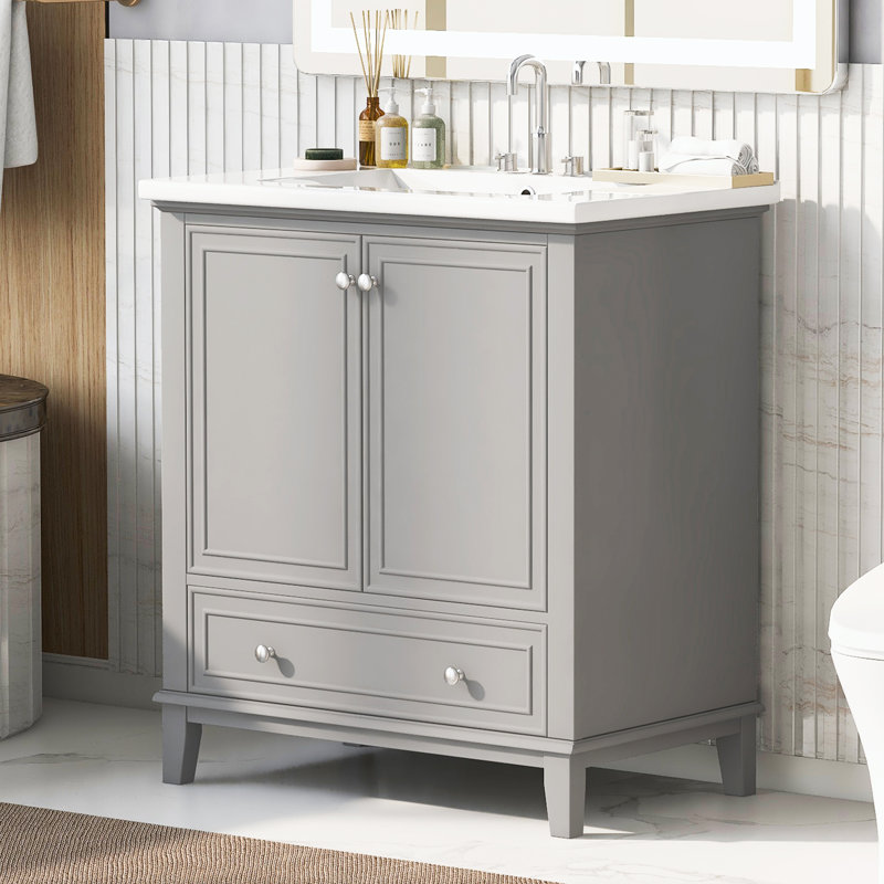 Meuble-lavabo 30 po avec lavabo, Gris