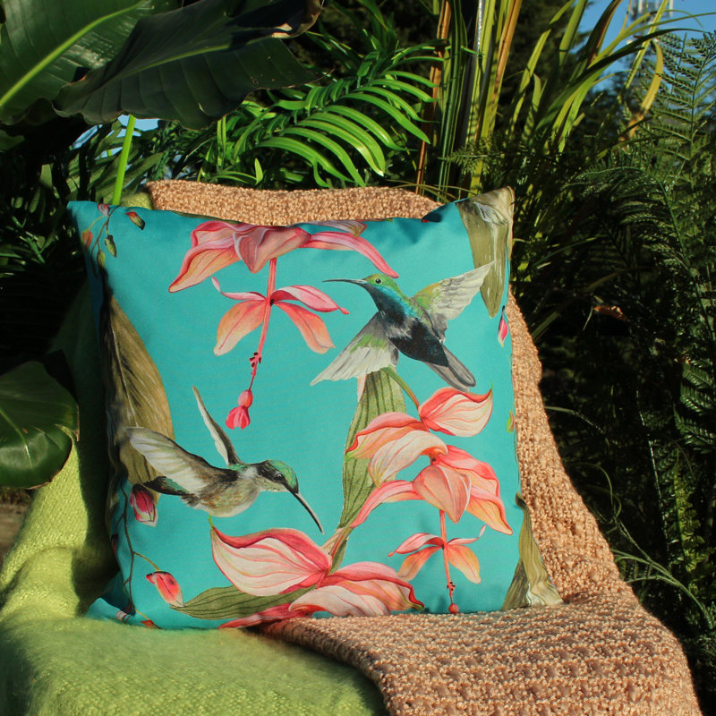 Indoor / Outdoor Floral Square Throw Pillow Cover