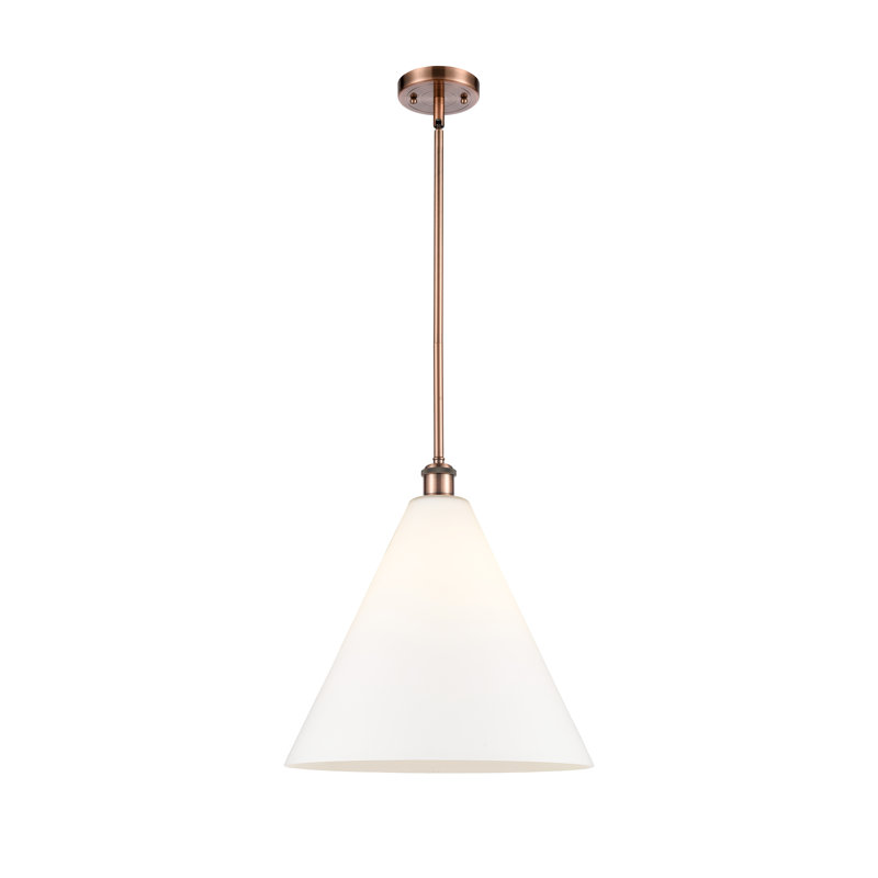 Allean 1 - Light Single Pendant, Antique Copper, Matte White, 49.75" H x 16" W x 16" D
