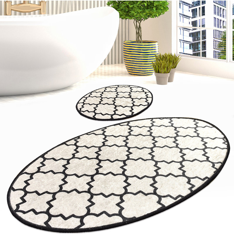 Monongahela Natural Fiber Non-Slip Bath Rug, White