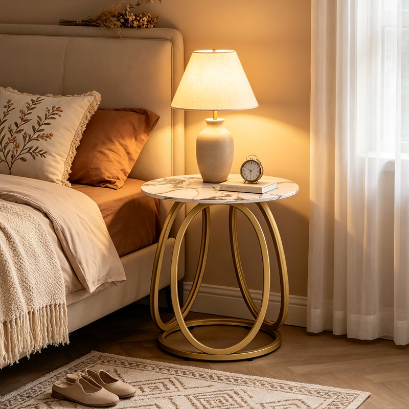 End Table, Calacatta Gold, Gold