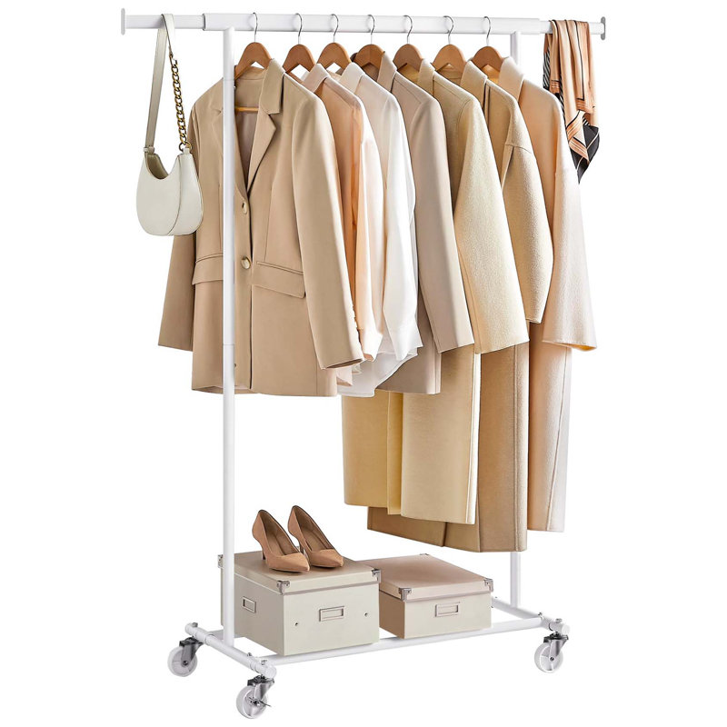 Bonville Adjustable Rolling Clothing Rack, White