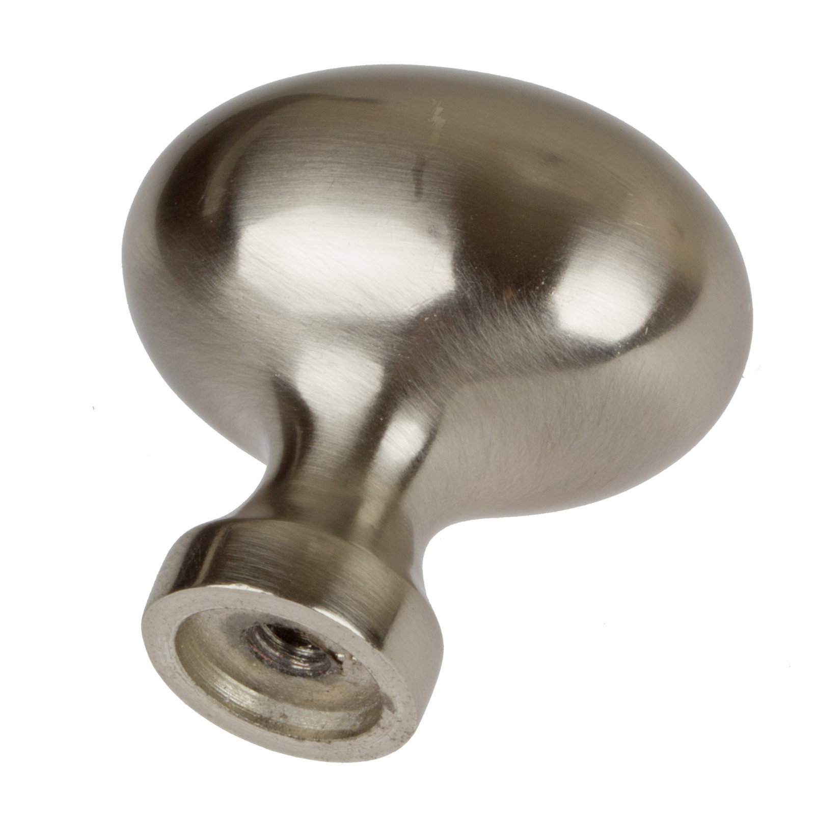 Classic 1 1/8" Length Oval Knob, Satin Nickel
