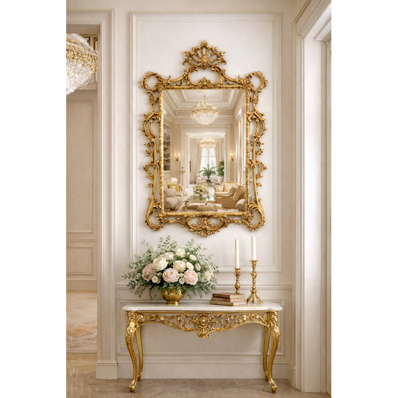 Daylan Framed Wall Mounted Accent Mirror, Gold