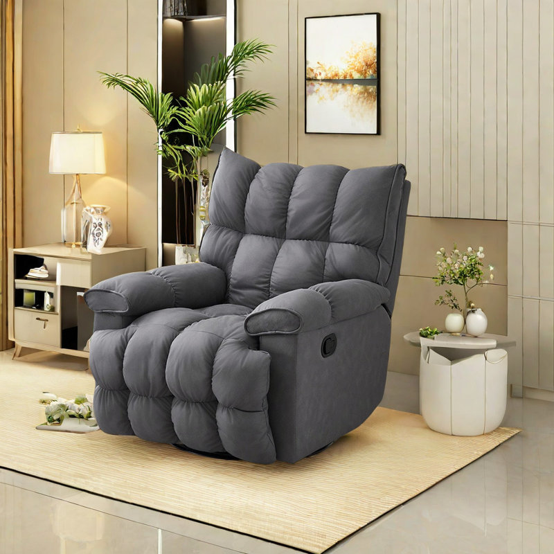 Stearl Swivel Recliner, Gray Leathaire