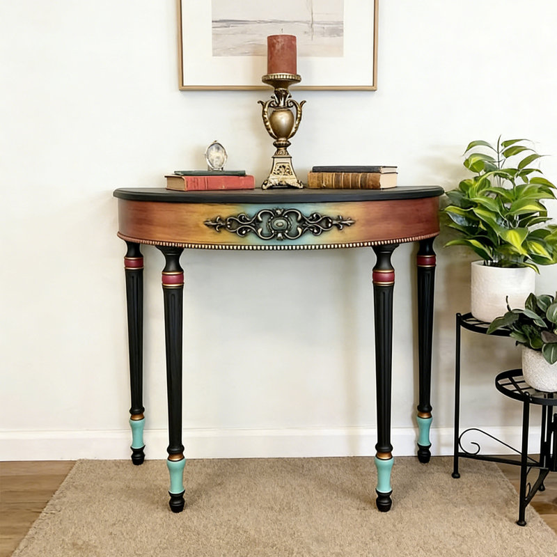 Console semi-circulaire en bois de style français