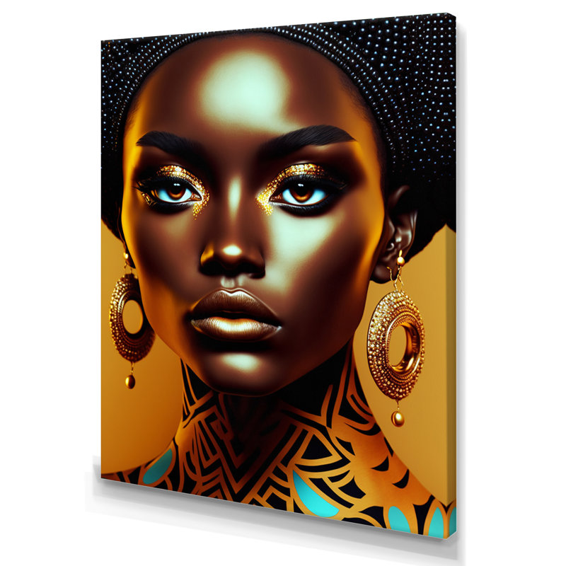 «Classy Portrait of Elegant African Lady V», reproduction sur toile, H 40 po x l 30 po x P 1,5 po, Toile tendue