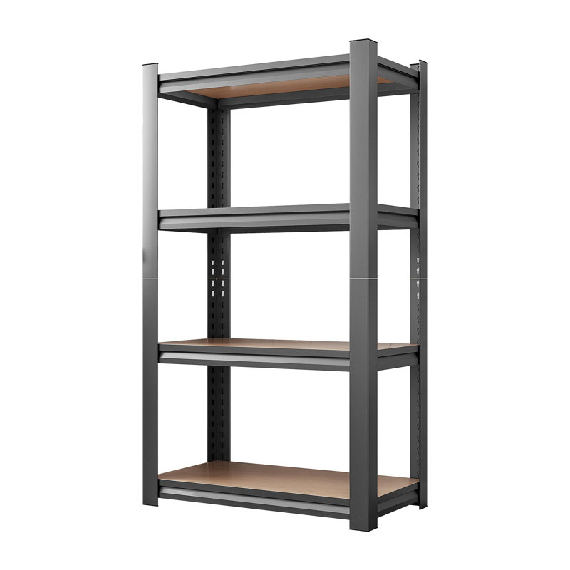 Support de rangement à 4 niveaux, tablette en bois à hauteur réglable, convenant à la cuisine, au garage et à la salle de rangement, noir, doit être assemblé, P 11,81 po x l 23,62 po x H 45,66 po