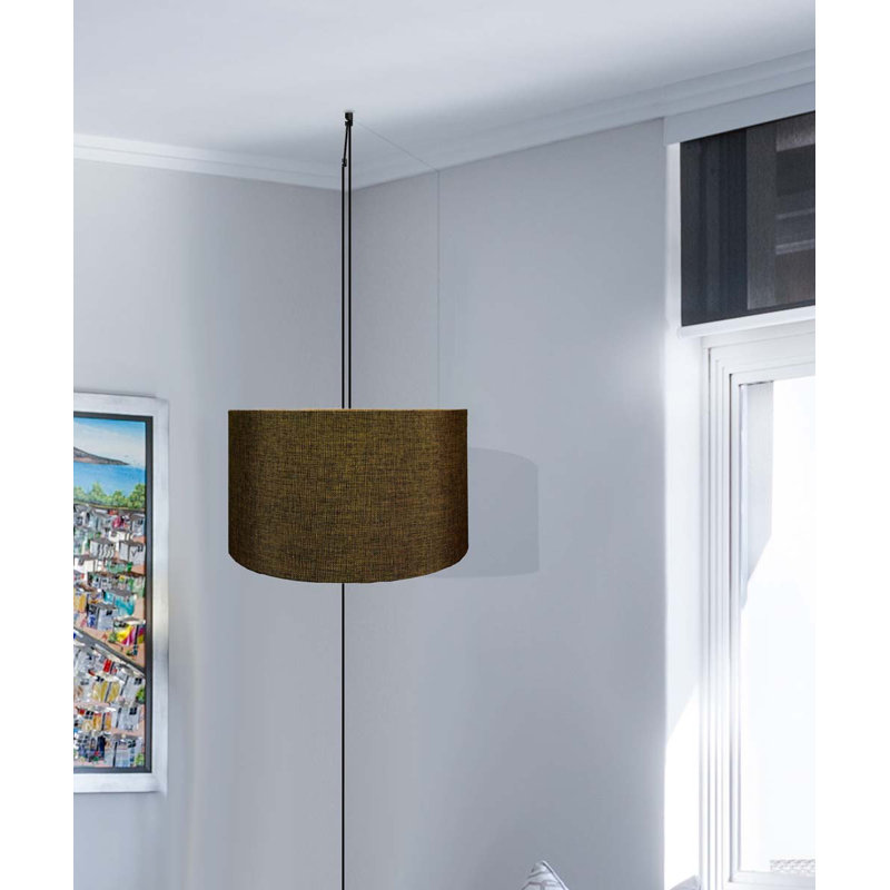 Luminaire suspendu tambour en tissu 2 lumières Neno