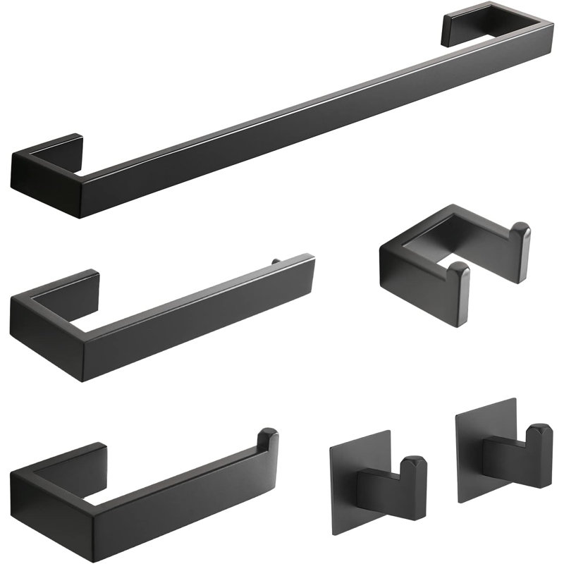 6-Piece Bathroom Hardware Set - Stainless Steel Wall Mounted Towel Bar, Hand Towel Holder, Toilet Paper Holder, Robe Hook, And Coat Hook - Durable And Easy To Install