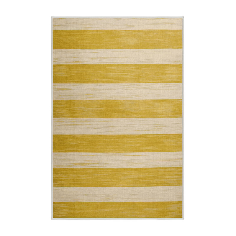 Tapis beige à rayures horizontales lavable à la machine, Tapis de couloir 2 pi x 4 pi