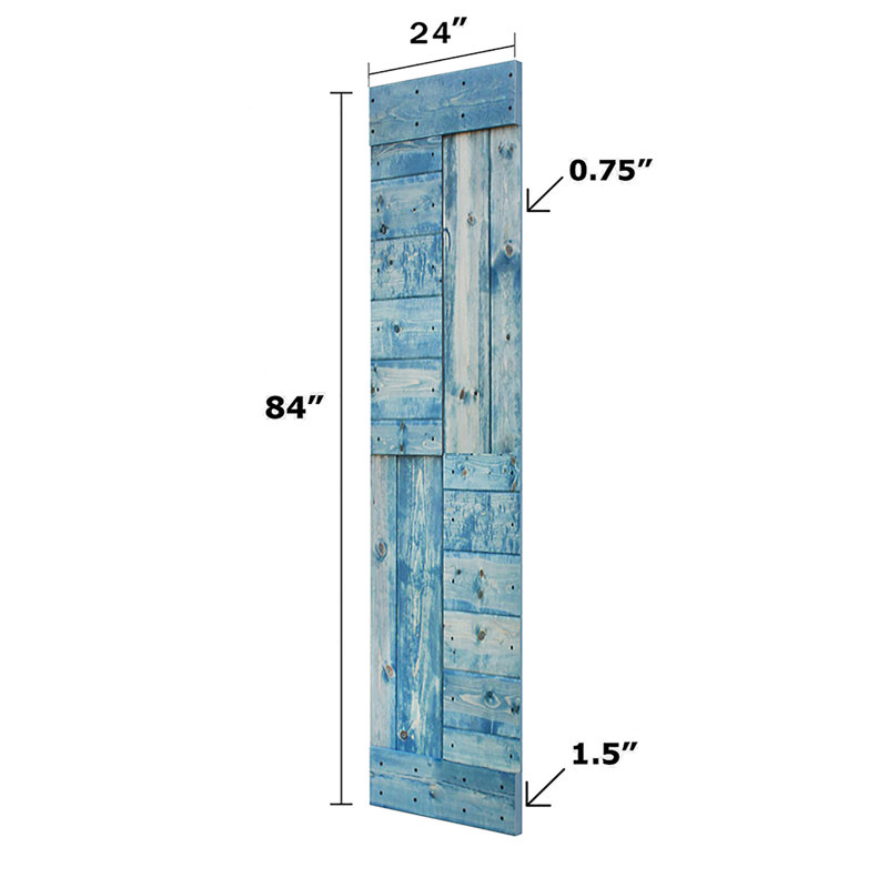 Porte de grange coulissante de style S brevetée sans quincaillerie d'installation (dalle de porte seulement) - Assemblage requis