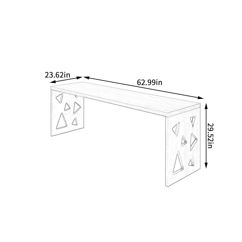 Bureau long en bois de frêne Creative Design, H 29,52 po x l 62,99 po x P 23,62 po