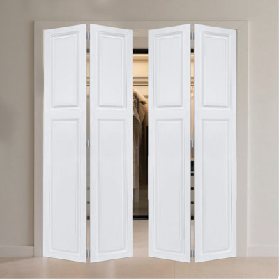 Dual 2Panel Cottagestyle  door 3/4" thick 28 in. x 80 in. Solid Core White Finished Vinyl bi-fold door With Hardware kit