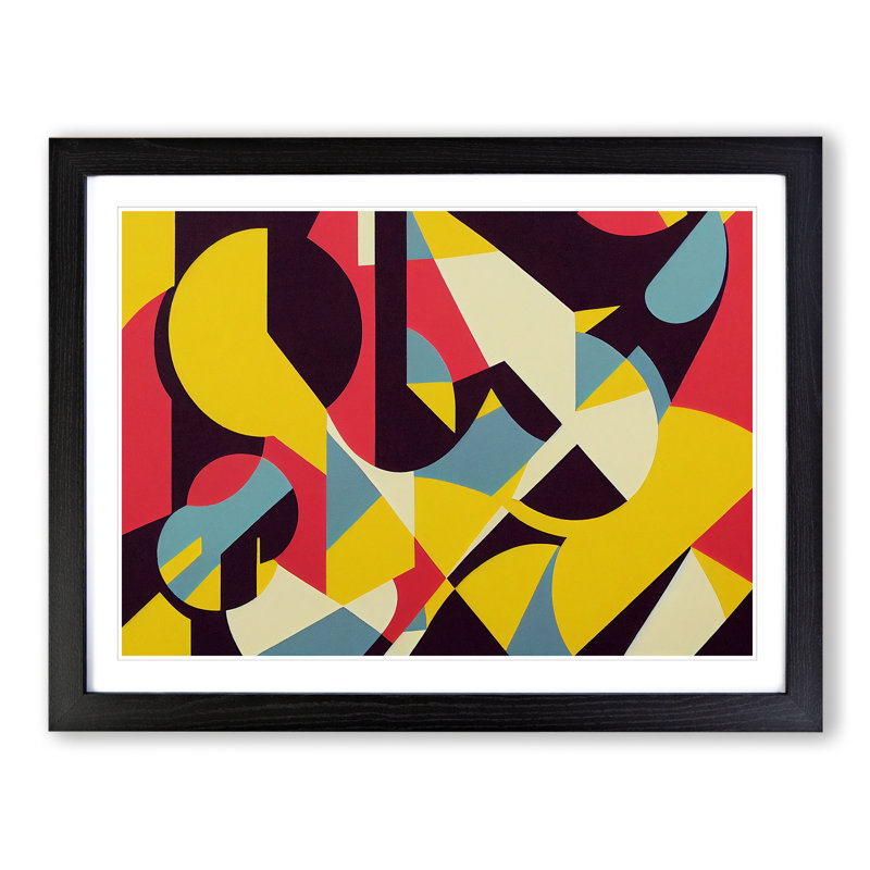 Elegant Modern Abstract - Single Picture Frame Print, 46cm H x 64cm W x 2cm D, Black 