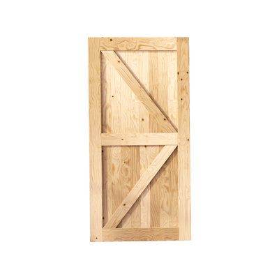 Porte de grange en bois de pin à panneaux 5-en-1 non fini / non assemblé seulement