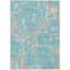 Tapis intérieur / extérieur 3 pi x 5 pi bleu turquoise et taupe lavable à motif géométrique