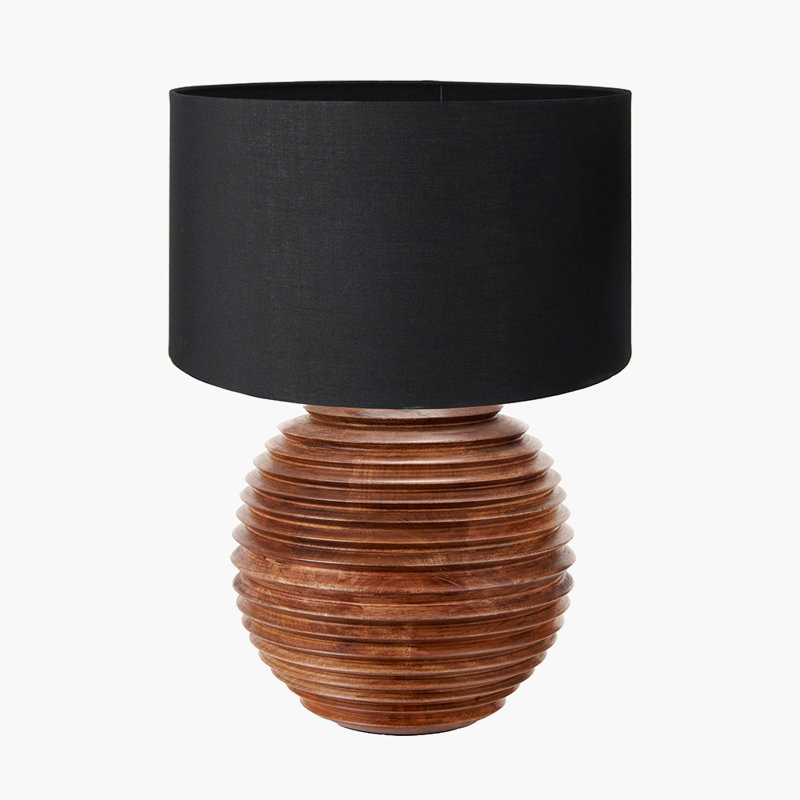 Wood Table Lamp, Black, Poly-Blend, 22.44" H x 15.75" W x 15.75" D