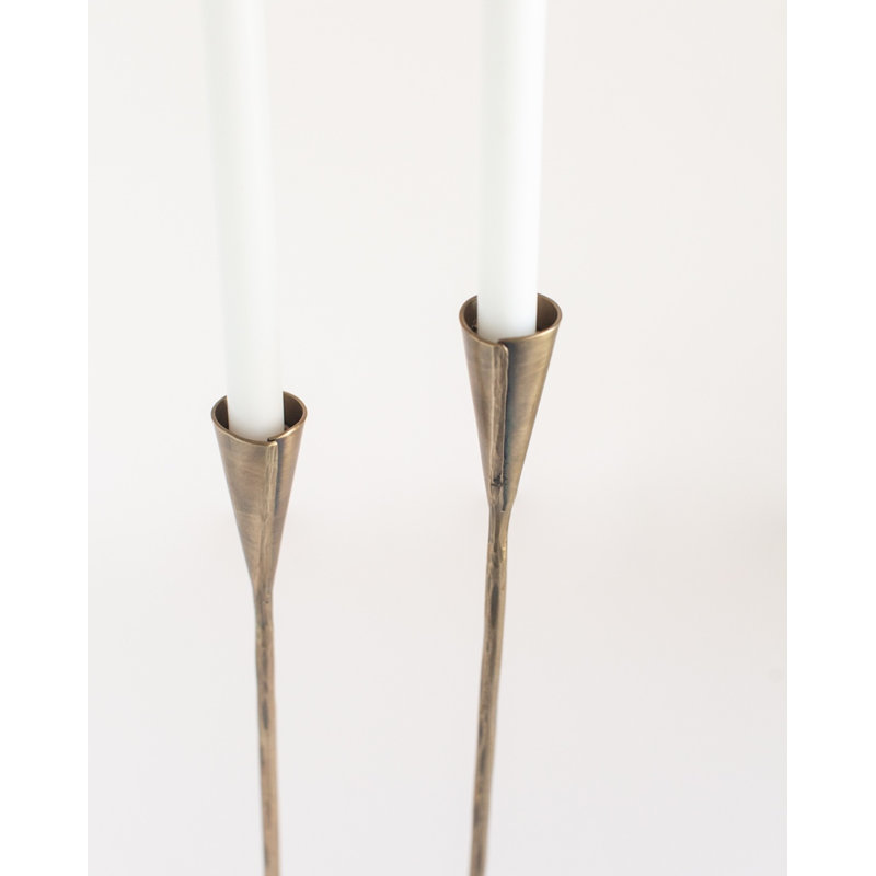 Phoenix Candlesticks Set of 2 - Brass Finish, Gold