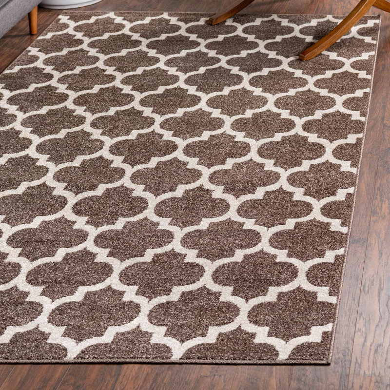 Tapis brun clair à motif géométrique Molly, Rectangle 9 pi x 12 pi