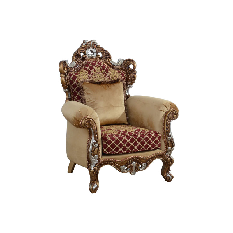 New Emperador II Armchair, red burgundy gold and light brown, brown