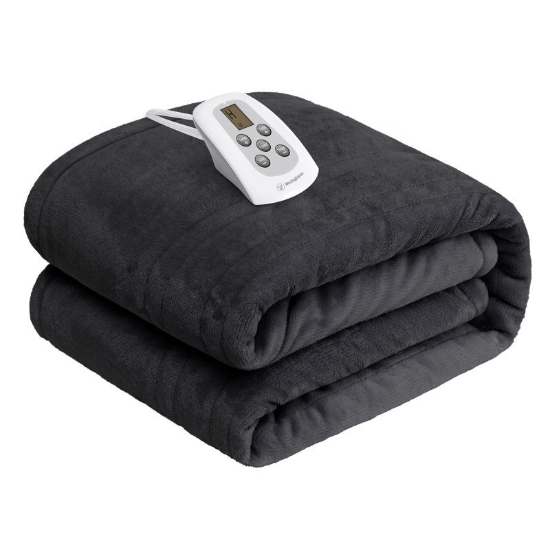 Couverture électrique en flanelle douce Westinghouse, Gris anthracite, Lit simple