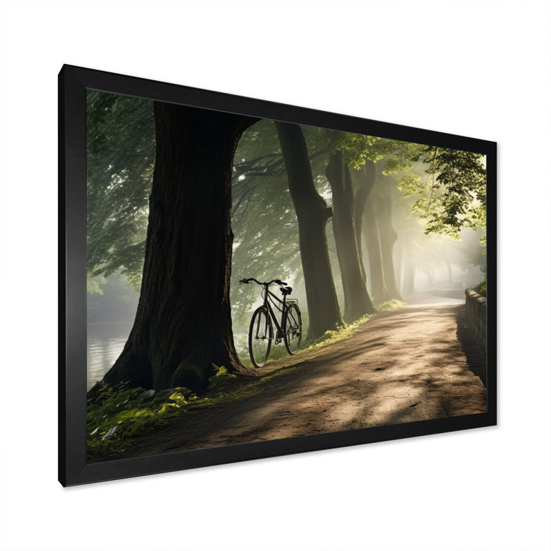 Piste cyclable vélo sereine III - impression, H 34 po x l 44 po x P 1,5 po, Cadre photo noir